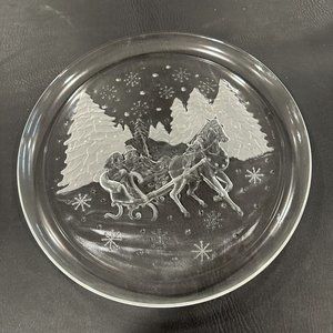 Crystal etched holiday platter